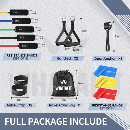 WHATAFIT Resistance Bands, Exercise Bands，Resistance Bands for Working Out, Work Out Bands with Handles for Men and Women Fitness, Strength Training Home Gym Equipment - My Store