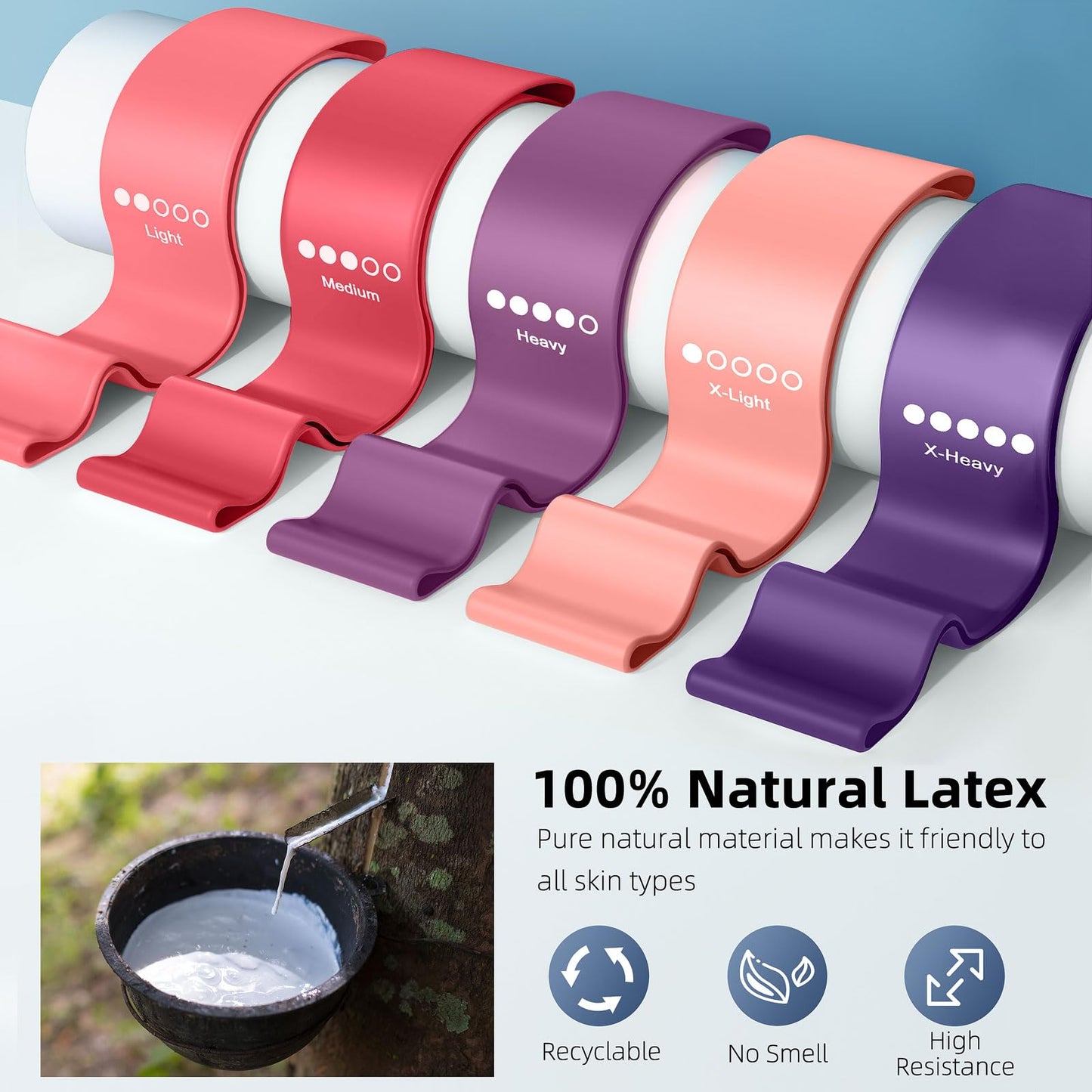 Resistance Bands for Working Out, Elastic Exercice Loop Bands for Physical Therapy, Yoga Starter Set of Stretch Bands for Booty Legs, Pilates Flexbands - My Store