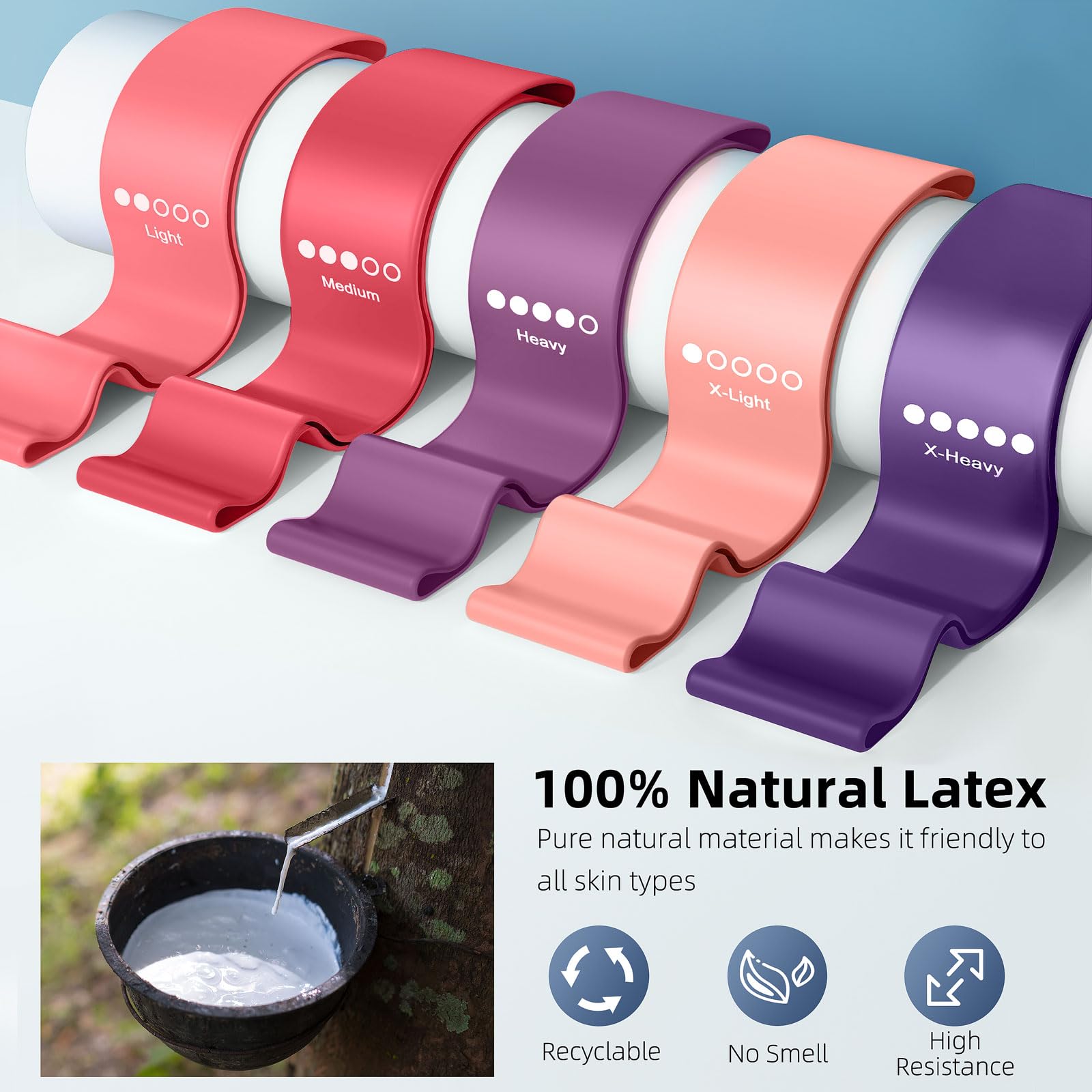 Resistance Bands for Working Out, Elastic Exercice Loop Bands for Physical Therapy, Yoga Starter Set of Stretch Bands for Booty Legs, Pilates Flexbands - My Store