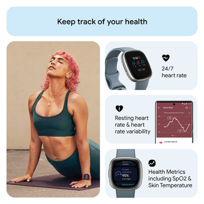 Fitbit Versa 4 Fitness Smartwatch with Daily Readiness, GPS, 24/7 Heart Rate, 40+ Exercise Modes, Sleep Tracking and more, Black/Graphite, One Size (S & L Bands Included) - My Store