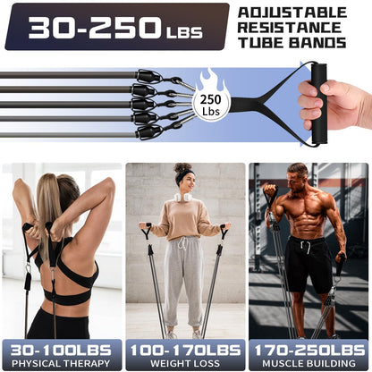 WHATAFIT Resistance Bands, Exercise Bands，Resistance Bands for Working Out, Work Out Bands with Handles for Men and Women Fitness, Strength Training Home Gym Equipment - My Store