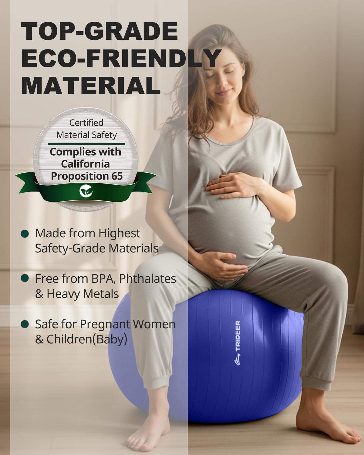 Trideer Extra Thick Yoga Ball Exercise Ball, 5 Sizes Gym Ball, Heavy Duty Ball Chair for Balance, Stability, Pregnancy, Quick Pump Included - My Store