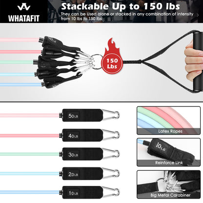 WHATAFIT Resistance Bands, Exercise Bands，Resistance Bands for Working Out, Work Out Bands with Handles for Men and Women Fitness, Strength Training Home Gym Equipment - My Store