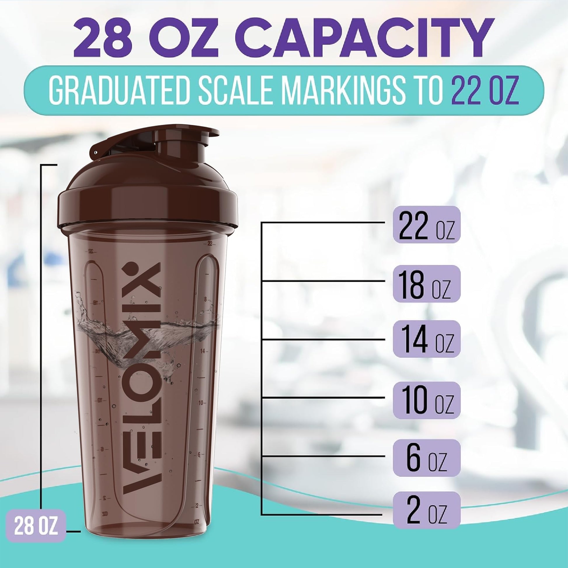 VELOMIX - 2 Pack- 28 oz Protein Shaker Bottles for Protein Mixes - 2x Wire Whisk | Leak Proof Shaker Cups for Protein Shakes | Protein Shaker Bottle Pack (Black/Transparent) - My Store