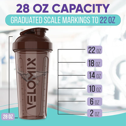 VELOMIX - 2 Pack- 28 oz Protein Shaker Bottles for Protein Mixes - 2x Wire Whisk | Leak Proof Shaker Cups for Protein Shakes | Protein Shaker Bottle Pack (Black/Transparent) - My Store