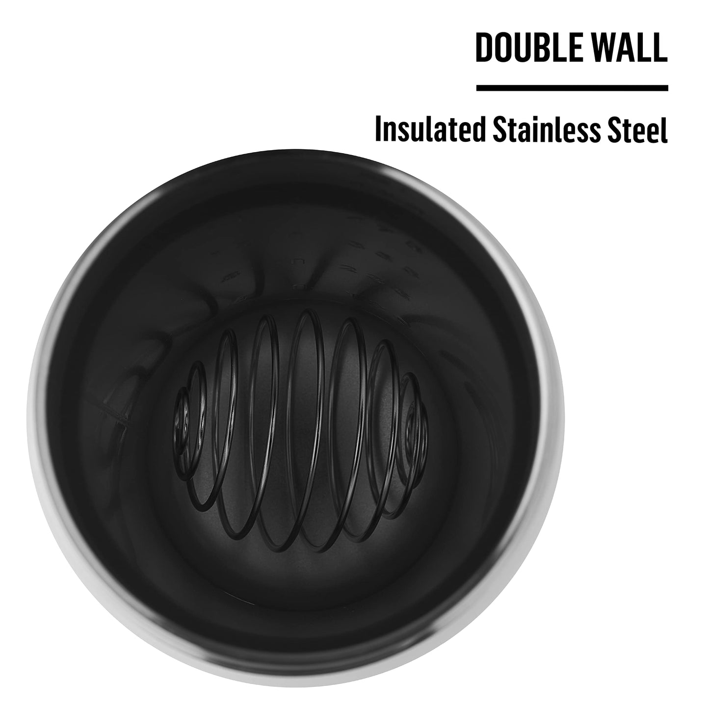 BlenderBottle Strada Shaker Cup Insulated Stainless Steel Water Bottle with Wire Whisk, 24-Ounce, Black - My Store