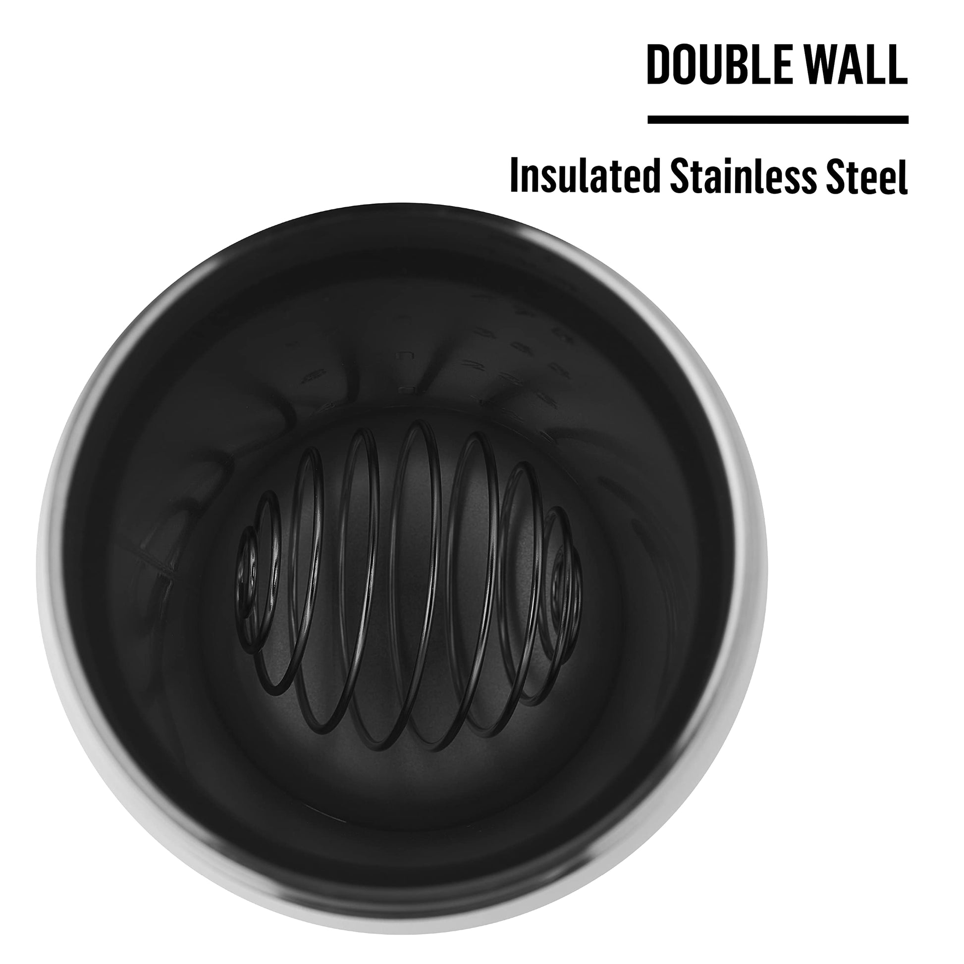 BlenderBottle Strada Shaker Cup Insulated Stainless Steel Water Bottle with Wire Whisk, 24-Ounce, Black - My Store