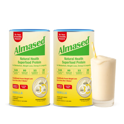 Almased Vanilla Meal Replacement Shake - Low-Glycemic High Plant Base Protein Powder- Nutritional Weight Health Support Supplement - Vanilla Flavor - 17.6 oz (1.1 Pound (1 Pack)) - My Store