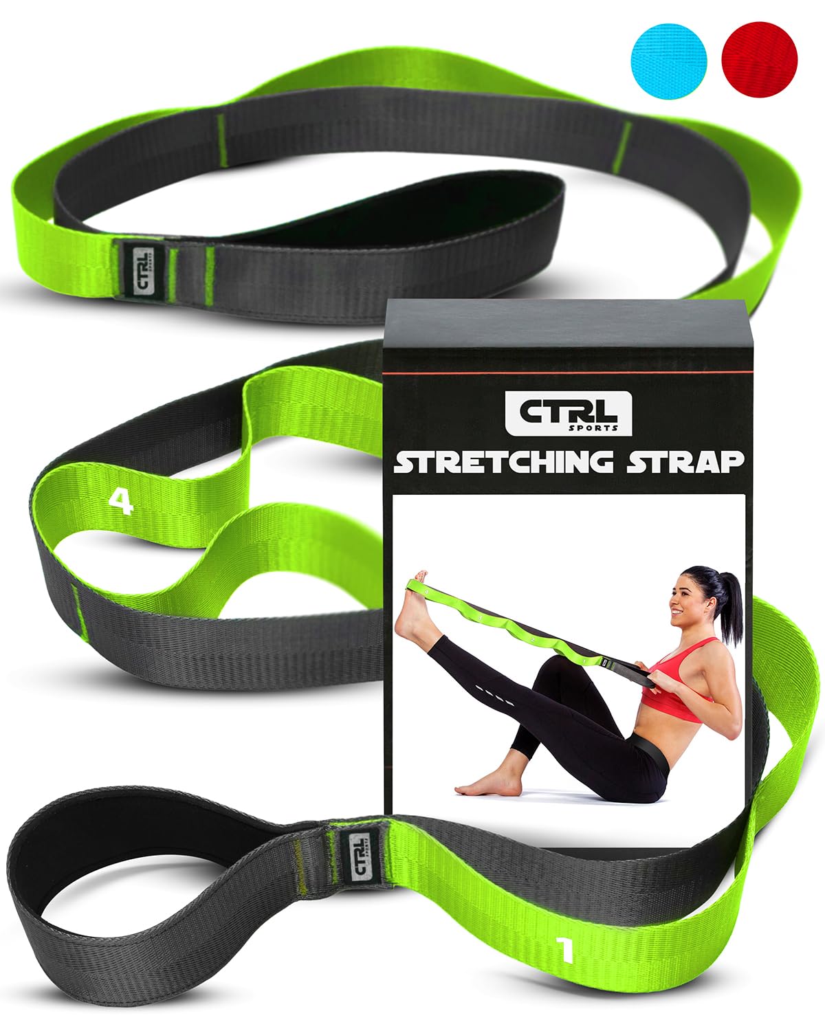 Stretching Strap with Loops - Non Elastic Stretch Band for Physical Therapy, Yoga Strap for Stretching Equipment, Stretch Bands for Exercise and Flexibility - Fascia, Hamstring & Leg Stretcher Belt - My Store