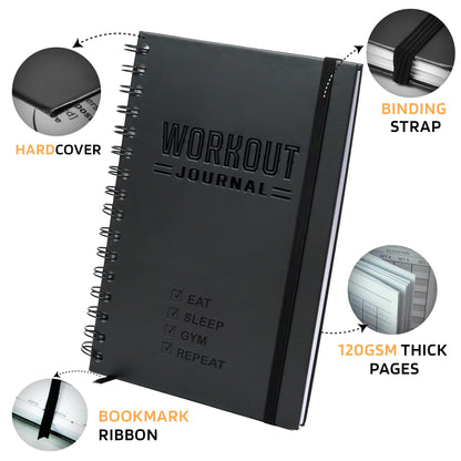 Nextnoid Hardcover Fitness Journal Workout Planner for Men & Women - A5(5.7" x 8.3") Sturdy Workout Log Book to Track Gym & Home Workouts - My Store