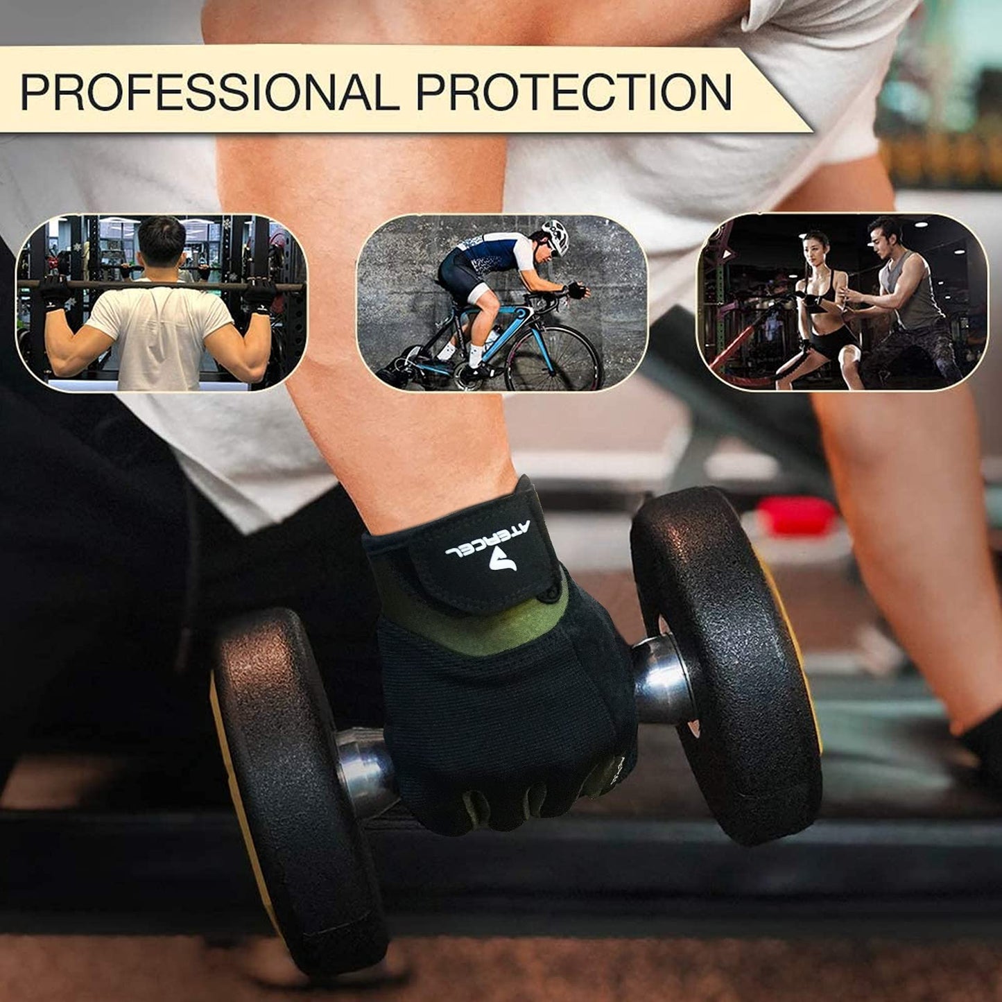 ATERCEL Workout Gloves for Men and Women, Exercise Gloves for Weight Lifting, Cycling, Gym, Training, Breathable and Snug fit
