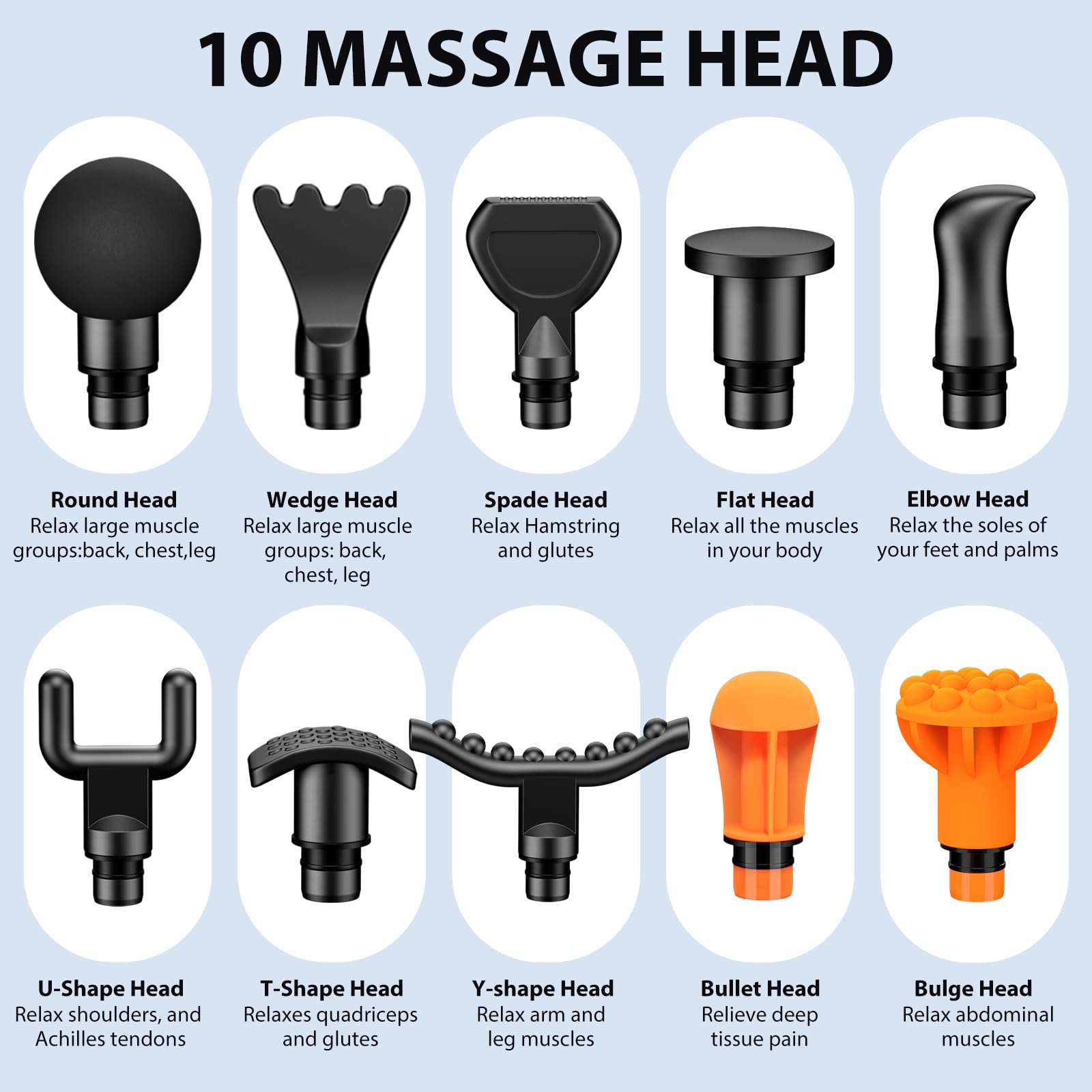 TOLOCO Massage Gun Deep Tissue, Percussion Massage Gun with 10 Replacement Heads, Super Quiet Portable Electric Massager for Athletes, Relax, Black - My Store