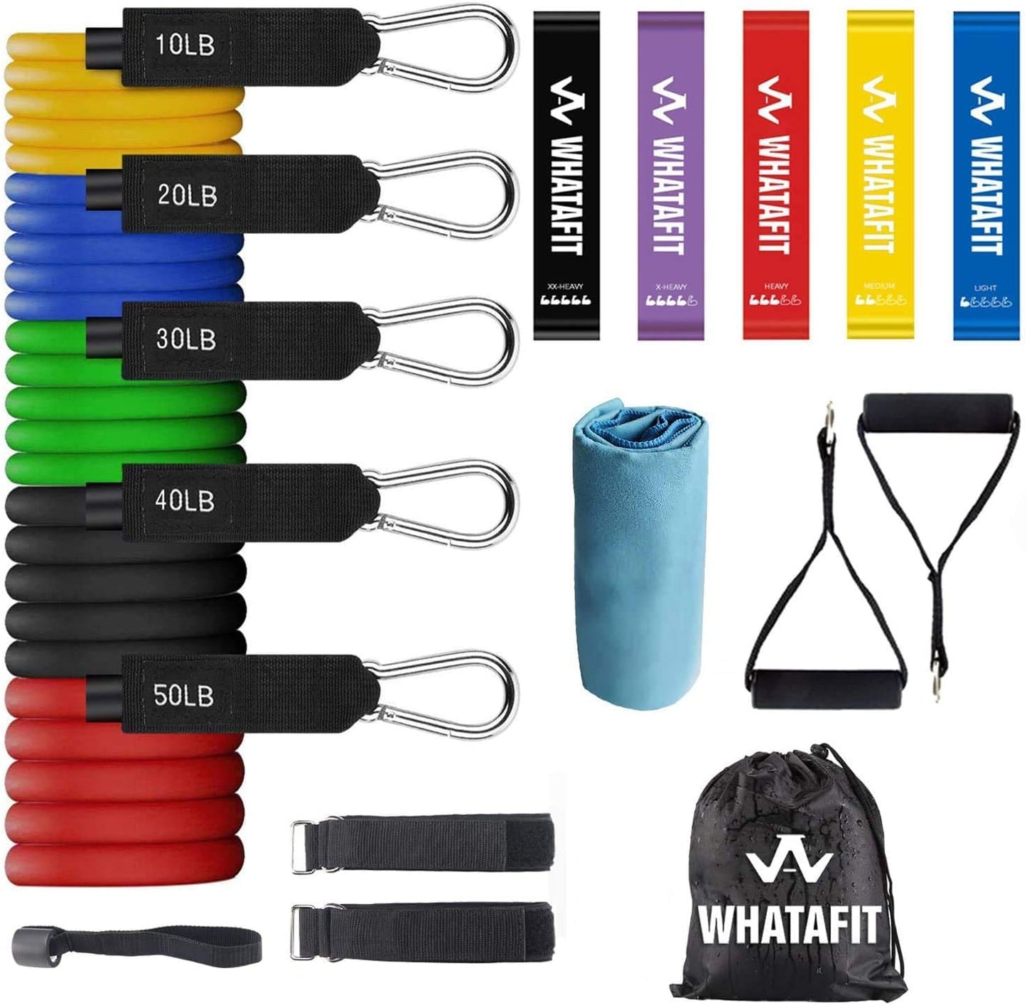 WHATAFIT Resistance Bands, Exercise Bands，Resistance Bands for Working Out, Work Out Bands with Handles for Men and Women Fitness, Strength Training Home Gym Equipment - My Store