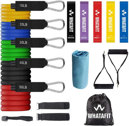 WHATAFIT Resistance Bands, Exercise Bands，Resistance Bands for Working Out, Work Out Bands with Handles for Men and Women Fitness, Strength Training Home Gym Equipment - My Store