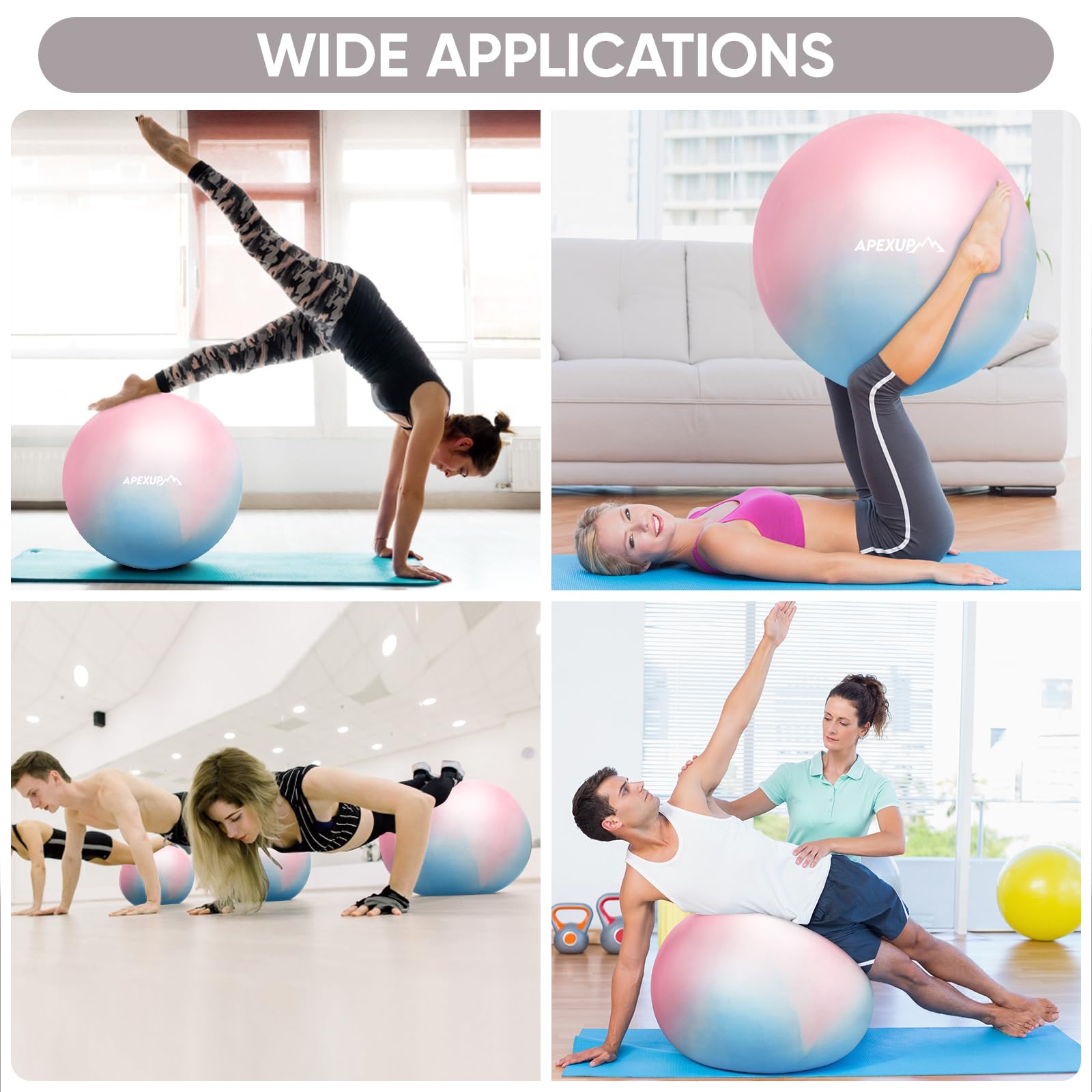 APEXUP Yoga & Pilates Ball - Anti Slip Heavy Duty Gym Ball for Fitness, Balance & Core Workout - My Store