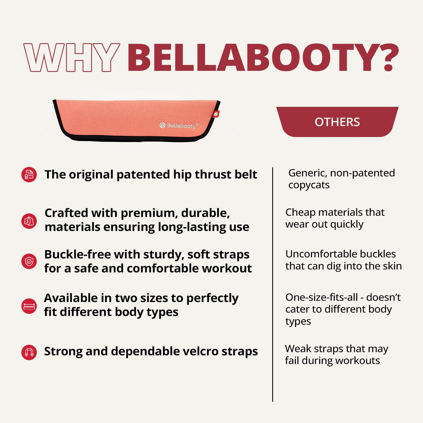 Bellabooty OG Belt - Bellabooty Exercise Hip Thrust Belt – For Dumbbells, Kettlebells, and Plates – Slip-Resistant Padding for Hip Protection – Perfect for Gym, Home, and On-the-Go Workouts