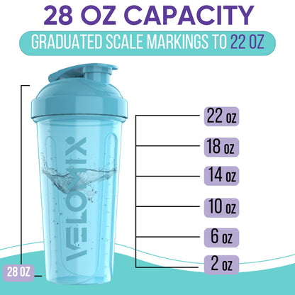VELOMIX - 2 Pack- 28 oz Protein Shaker Bottles for Protein Mixes - 2x Wire Whisk | Leak Proof Shaker Cups for Protein Shakes | Protein Shaker Bottle Pack (Black/Transparent) - My Store