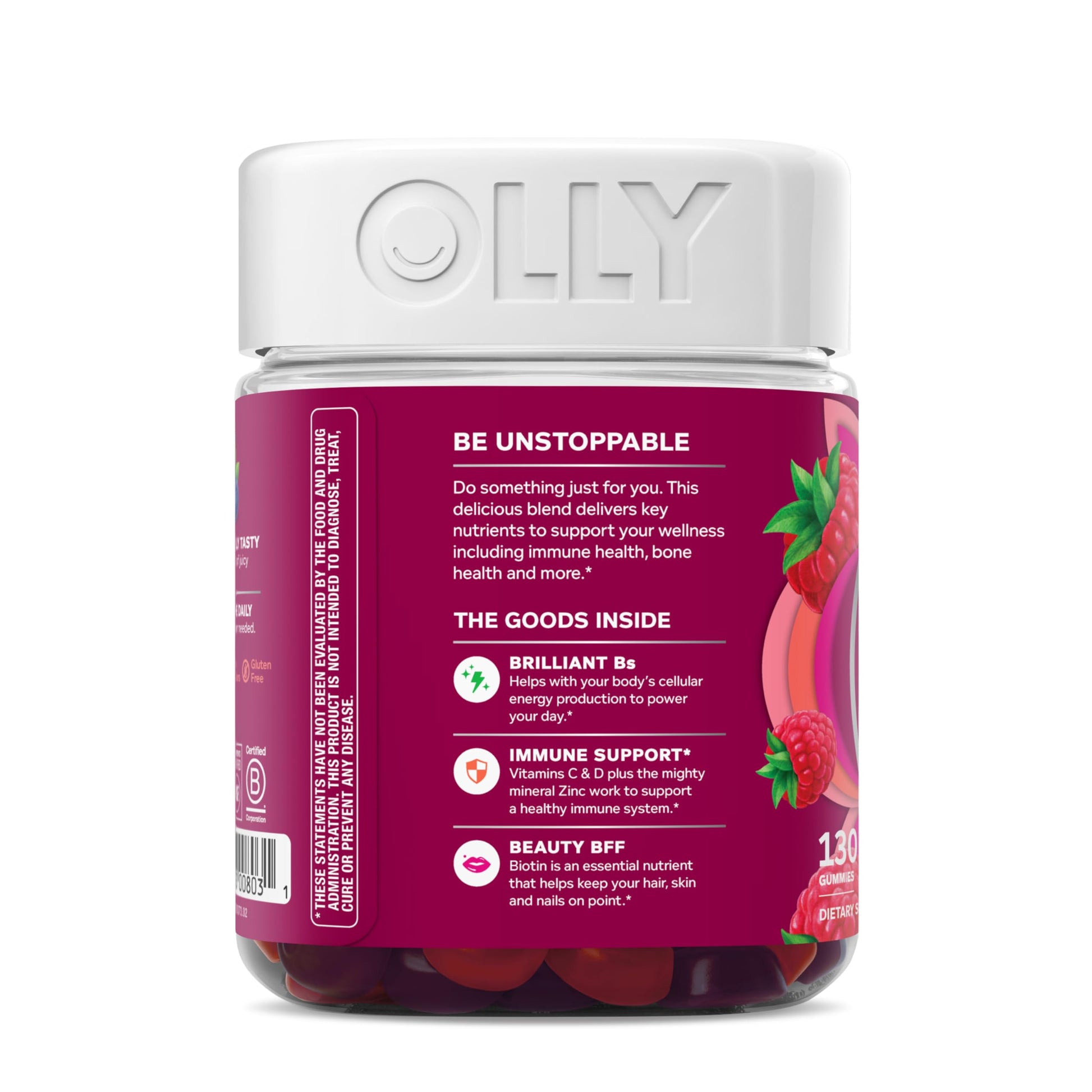 OLLY Women's Multivitamin Gummy, Vitamins A, D, C, E, Biotin, Folic Acid, Adult Chewable Vitamin, Berry Flavor, 45 Day Supply - 90 Count - My Store