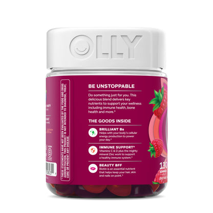 OLLY Women's Multivitamin Gummy, Vitamins A, D, C, E, Biotin, Folic Acid, Adult Chewable Vitamin, Berry Flavor, 45 Day Supply - 90 Count - My Store