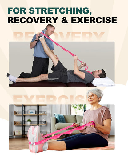 Trideer Stretching Strap Yoga Strap Physical Therapy for Home Workout, Exercise, Pilates and Gymnastics, 10 Loops Non-Elastic Stretch Bands with Aesthetic Packaging for Women & Men - My Store