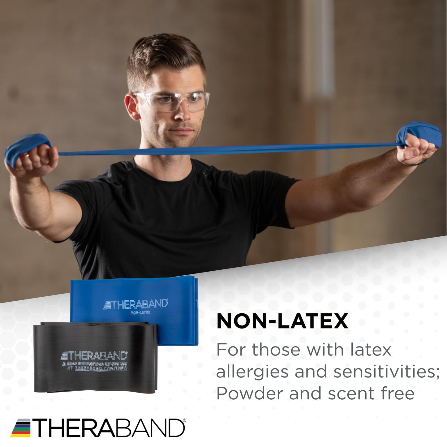 THERABAND Resistance Bands Set, Beginner Kit, Yellow, Red, Green, Non-Latex Elastic Bands for Exercise & Physical Therapy, Strength Training Bands for Upper & Lower Body Fitness - My Store