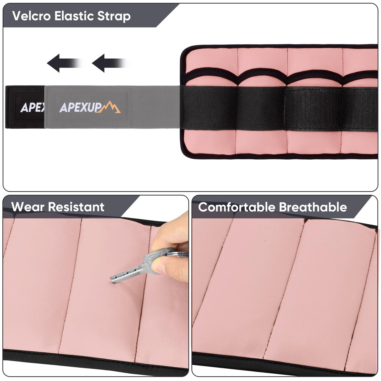 APEXUP 10lbs/Pair Adjustable Ankle Weights for Women and Men, Modularized Leg Weight Straps for Yoga, Walking, Running, Aerobics, Gym