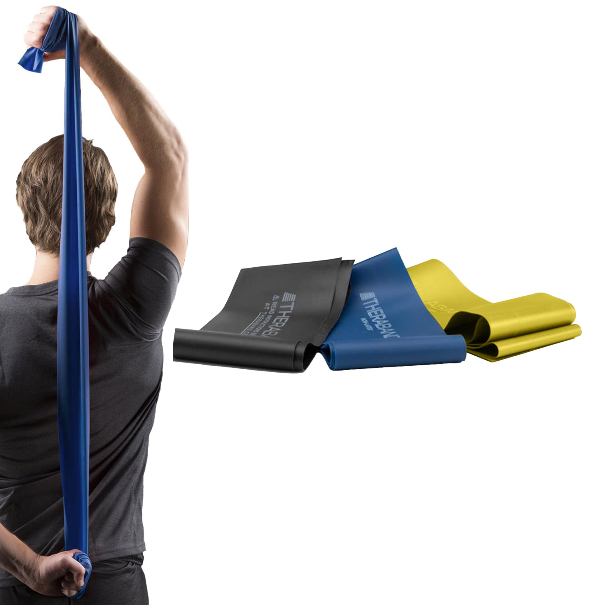 THERABAND Resistance Bands Set, Beginner Kit, Yellow, Red, Green, Non-Latex Elastic Bands for Exercise & Physical Therapy, Strength Training Bands for Upper & Lower Body Fitness - My Store