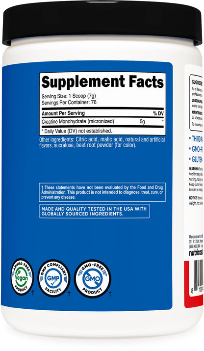 Nutricost Creatine Monohydrate Micronized Powder 500G, 5000mg Per Serv (5g) - 100 Servings, 17.9 Oz - My Store