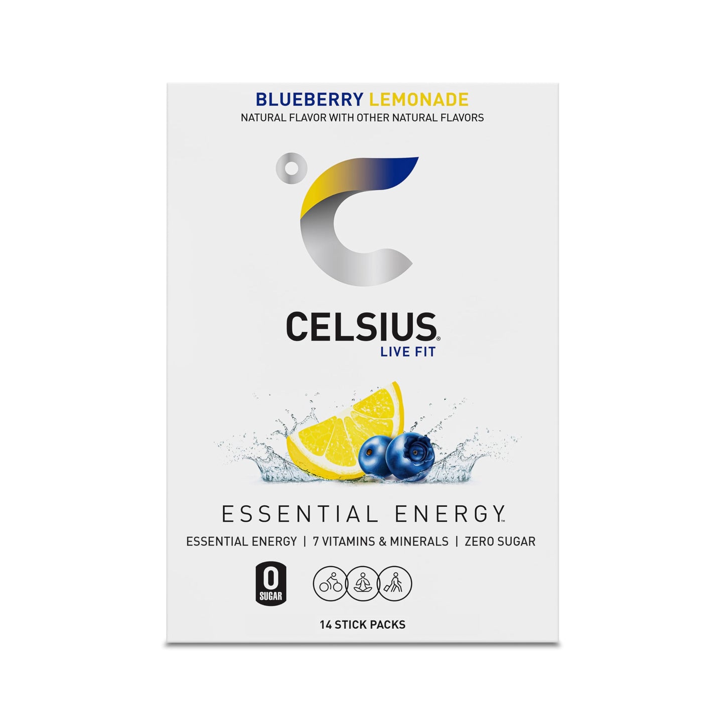 CELSIUS On-the-Go Powder Stick Zero Sugar (14 Sticks per Pack), Orange, 2.60 Oz