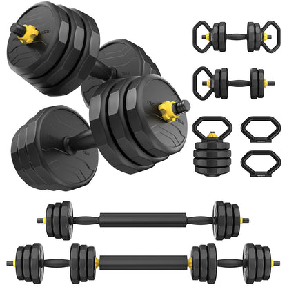 FEIERDUN Adjustable Dumbbells, 20/30/40/45/70/90lbs Free Weight Set with Connector, 5 in1 Dumbbells Set Used as Barbell, Kettlebells, Push up Stand, Weight Plate, Fitness Exercises for Home Gym Suitable Men/Women - My Store