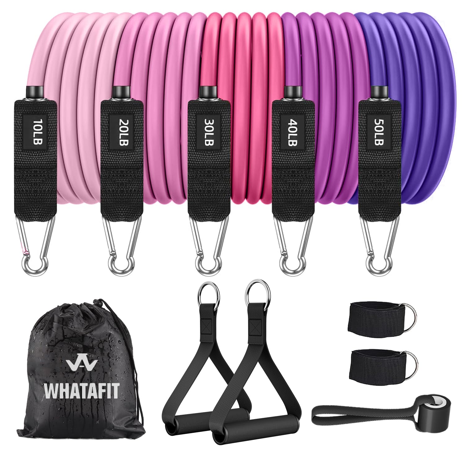 WHATAFIT Resistance Bands, Exercise Bands，Resistance Bands for Working Out, Work Out Bands with Handles for Men and Women Fitness, Strength Training Home Gym Equipment - My Store