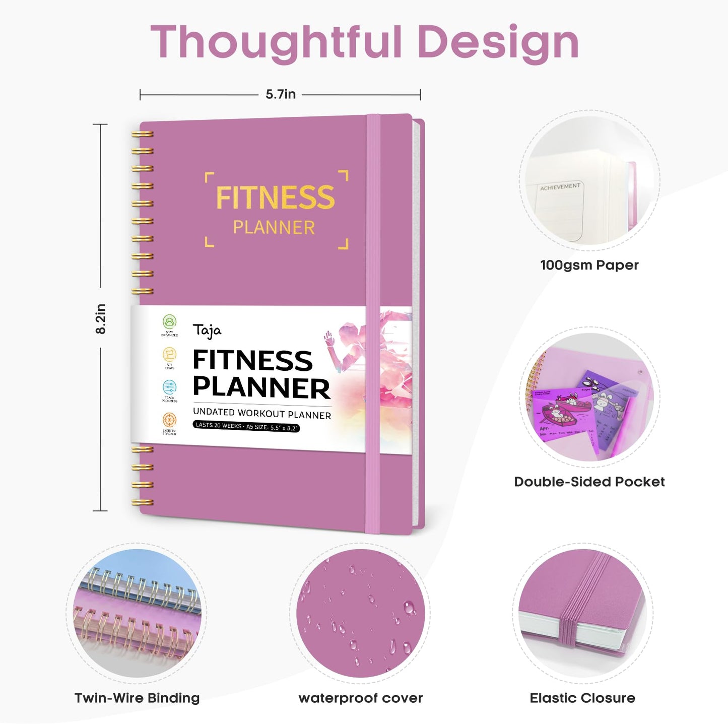 Fitness Workout Journal for Women & Men, A5(5.5" x 8.2") Workout Log Book Planner for Tracking, Progress, and Achieving Your Wellness Goals - Green - My Store