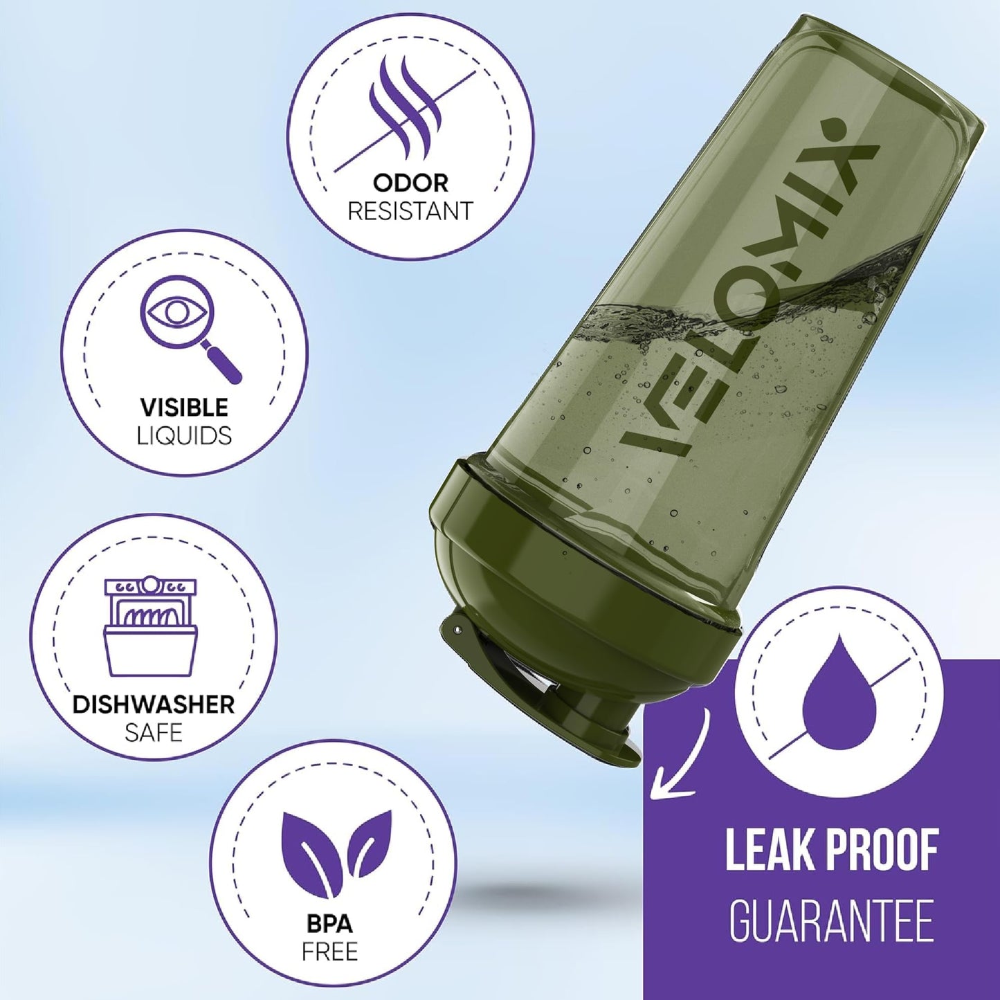 VELOMIX - 2 Pack- 28 oz Protein Shaker Bottles for Protein Mixes - 2x Wire Whisk | Leak Proof Shaker Cups for Protein Shakes | Protein Shaker Bottle Pack (Black/Transparent) - My Store