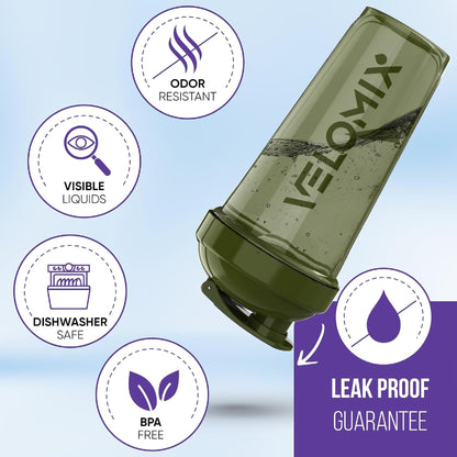 VELOMIX - 2 Pack- 28 oz Protein Shaker Bottles for Protein Mixes - 2x Wire Whisk | Leak Proof Shaker Cups for Protein Shakes | Protein Shaker Bottle Pack (Black/Transparent) - My Store