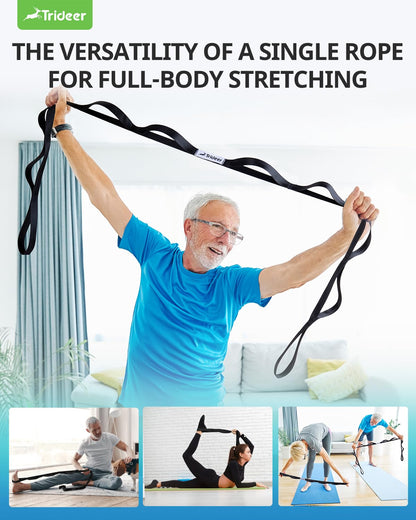 Trideer Stretching Strap Yoga Strap Physical Therapy for Home Workout, Exercise, Pilates and Gymnastics, 10 Loops Non-Elastic Stretch Bands with Aesthetic Packaging for Women & Men - My Store