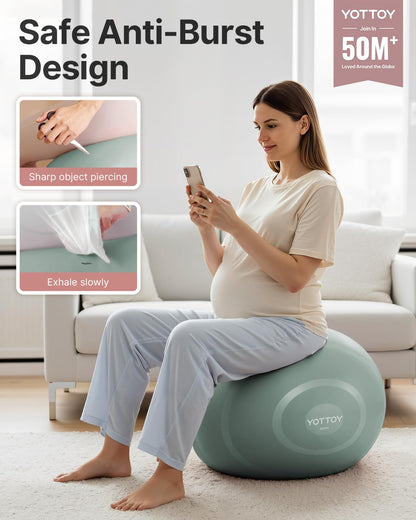 YOTTOY Anti-Burst Exercise Ball for Working Out, Yoga & Pregnancy, Extra Thick Workout Ball for Physical Therapy & Fitness - My Store