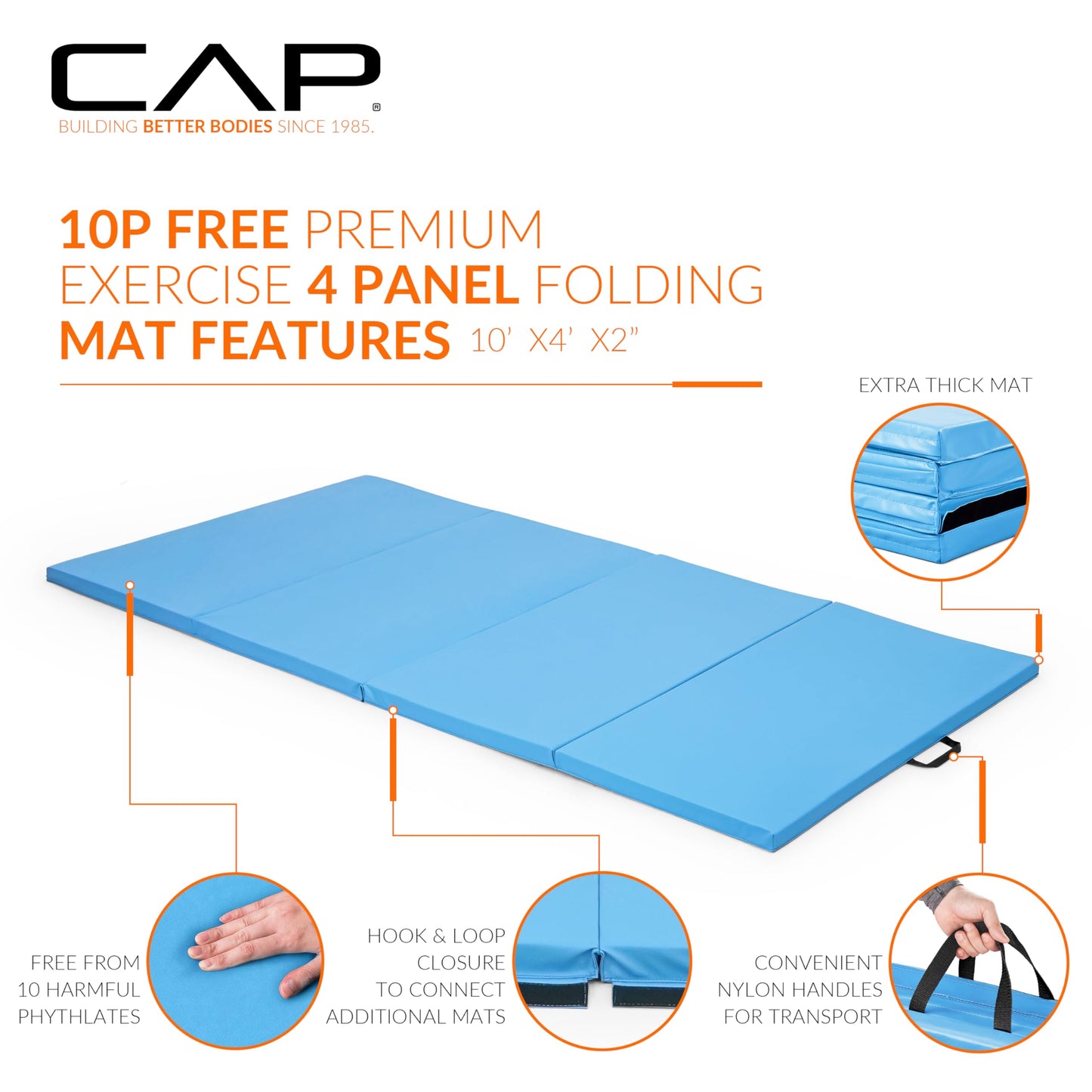 CAP Barbell All Purpose Folding Anti Tear Exercise Training Aerobic Fitness Gym & Gymnastics Balance Mat | Multiple colors