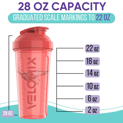 VELOMIX - 2 Pack- 28 oz Protein Shaker Bottles for Protein Mixes - 2x Wire Whisk | Leak Proof Shaker Cups for Protein Shakes | Protein Shaker Bottle Pack (Black/Transparent) - My Store