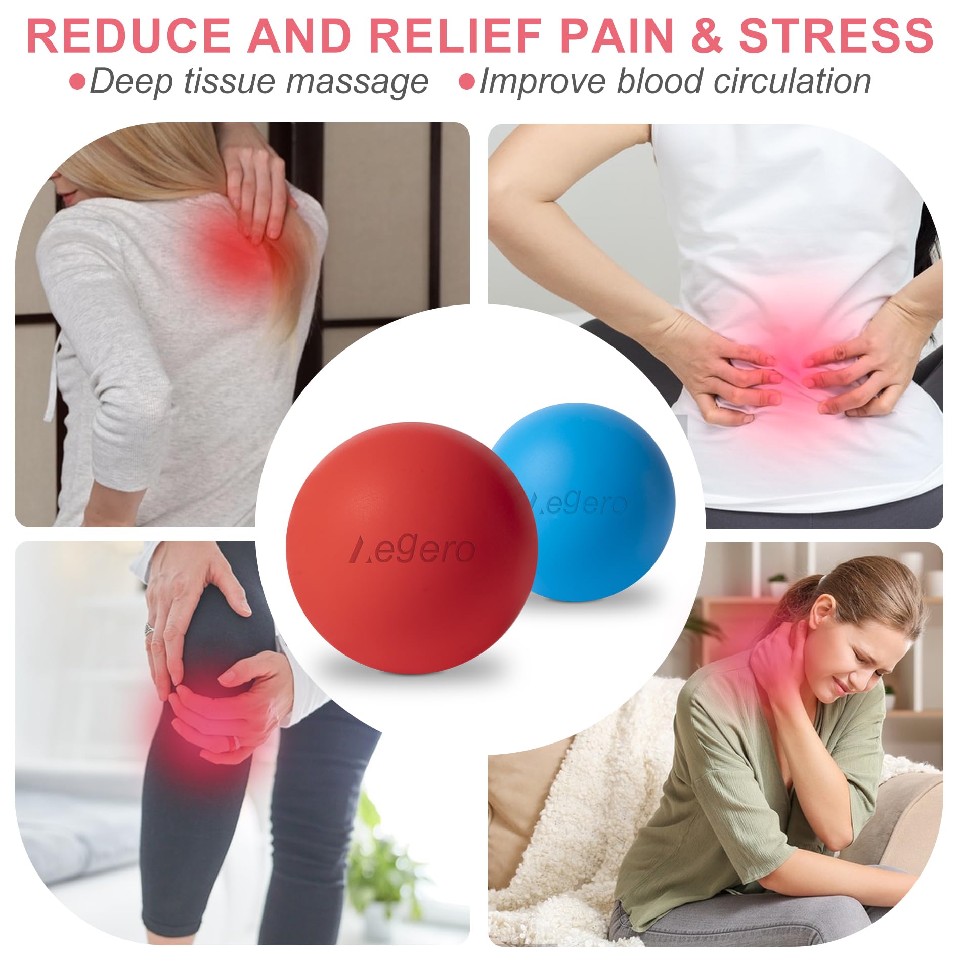 Massage Lacrosse Balls for Myofascial Release,Yoga Deep Tissue Massage,Trigger Point Therapy and Foot Plantar Fasciitis,Muscle Soreness Massager Ball (2Pack,Deep Blue and Purple) - My Store