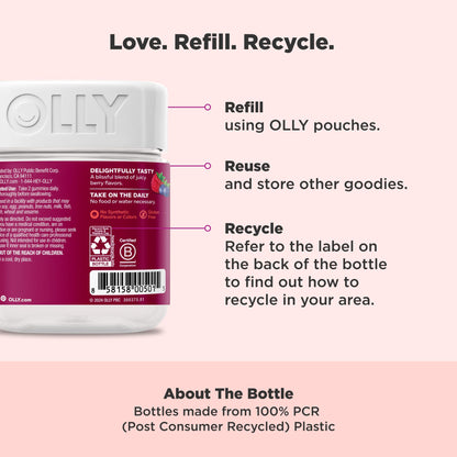 OLLY Women's Multivitamin Gummy, Vitamins A, D, C, E, Biotin, Folic Acid, Adult Chewable Vitamin, Berry Flavor, 45 Day Supply - 90 Count - My Store