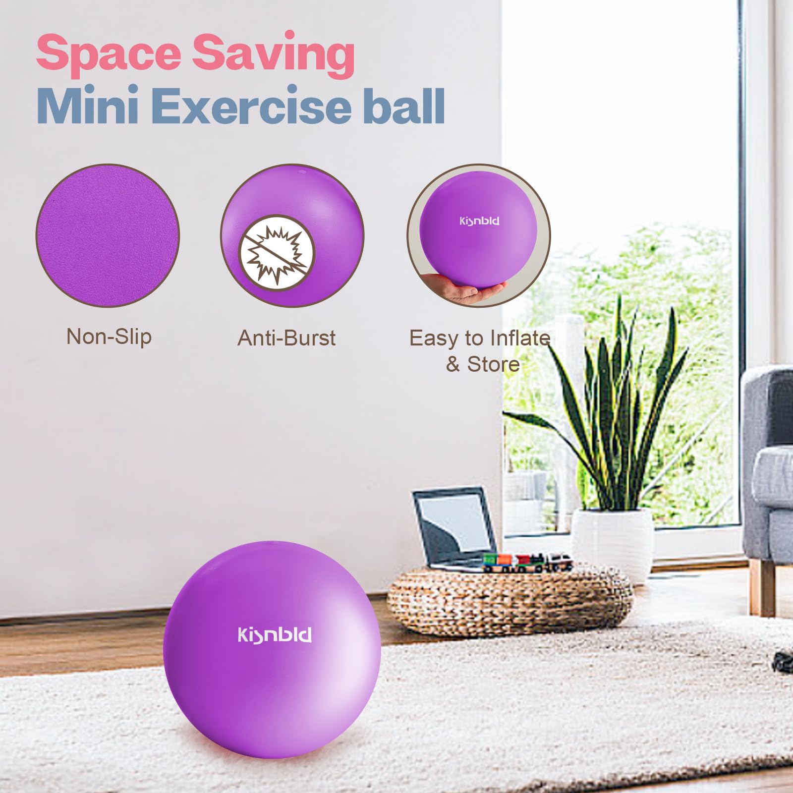 Small Exercise Ball, 9 Inch Mini Pilates Ball, Anti Burst and Slip Resistant Mini Yoga Ball for Stability, Fitness, Physical Therapy, Stretching & Core Strength Workout at Home Gym & Office - My Store