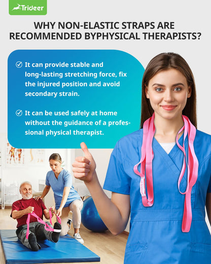 Trideer Stretching Strap Yoga Strap Physical Therapy for Home Workout, Exercise, Pilates and Gymnastics, 10 Loops Non-Elastic Stretch Bands with Aesthetic Packaging for Women & Men - My Store