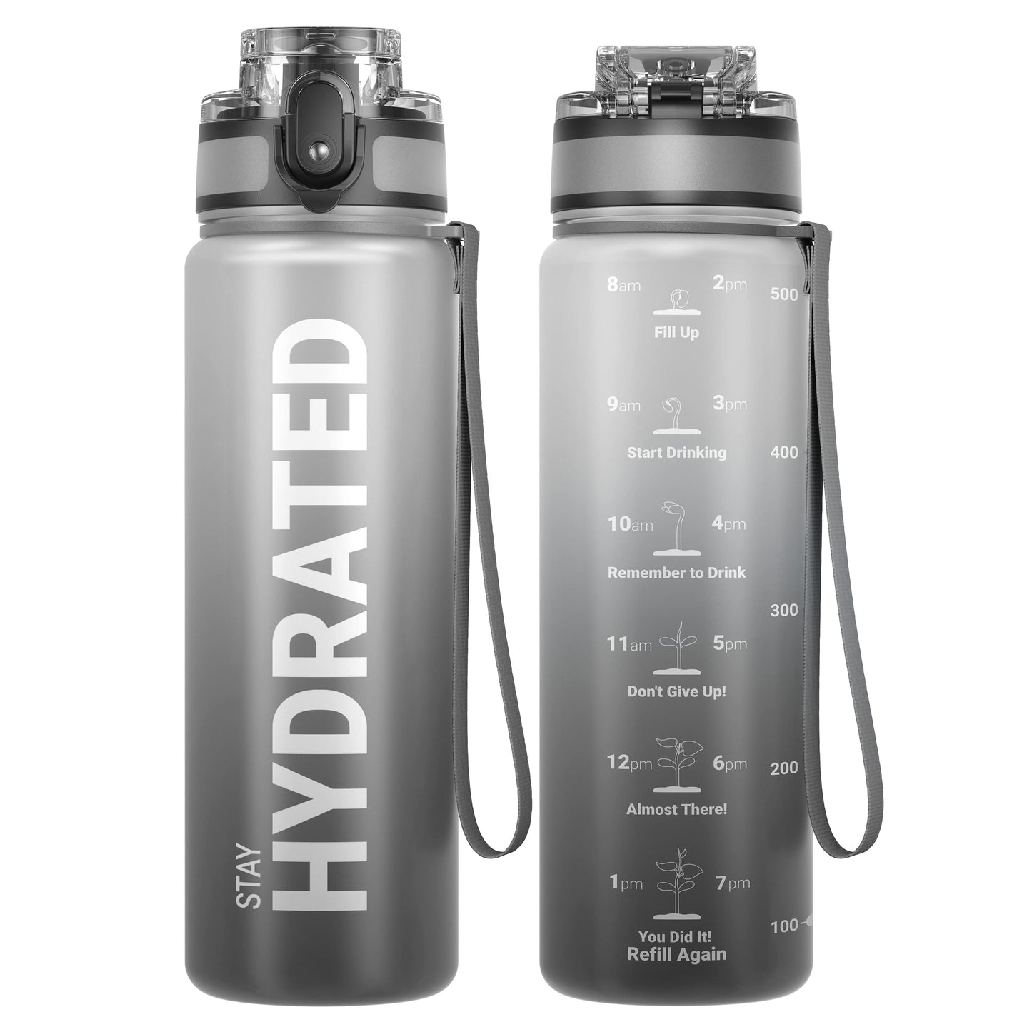 Sahara Sailor Water Bottle, 32/25/17oz Durable and Leakproof Water Bottles Motivational with Time Marker, Tritan, BPA Free, Wide Mouth with Easy Clean Brush for Gym, Travel, School, Office (1 Bottle) - My Store