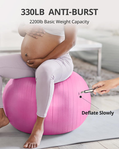 Trideer Extra Thick Yoga Ball Exercise Ball, 5 Sizes Gym Ball, Heavy Duty Ball Chair for Balance, Stability, Pregnancy, Quick Pump Included - My Store