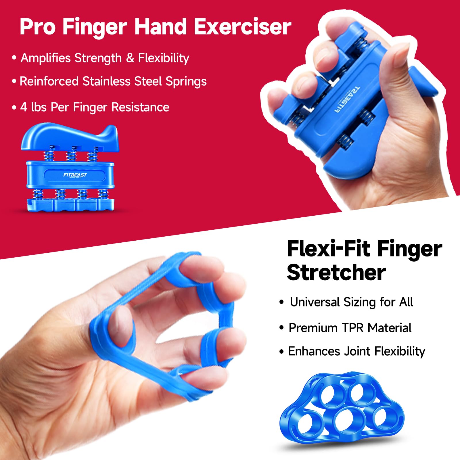 FitBeast Grip Strengthener Forearm Strengthener Hand Grips Strengthener Kit - 5 Pack Adjustable Resistance - My Store