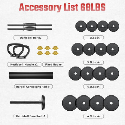 FEIERDUN Adjustable Dumbbells, 20/30/40/45/70/90lbs Free Weight Set with Connector, 5 in1 Dumbbells Set Used as Barbell, Kettlebells, Push up Stand, Weight Plate, Fitness Exercises for Home Gym Suitable Men/Women - My Store