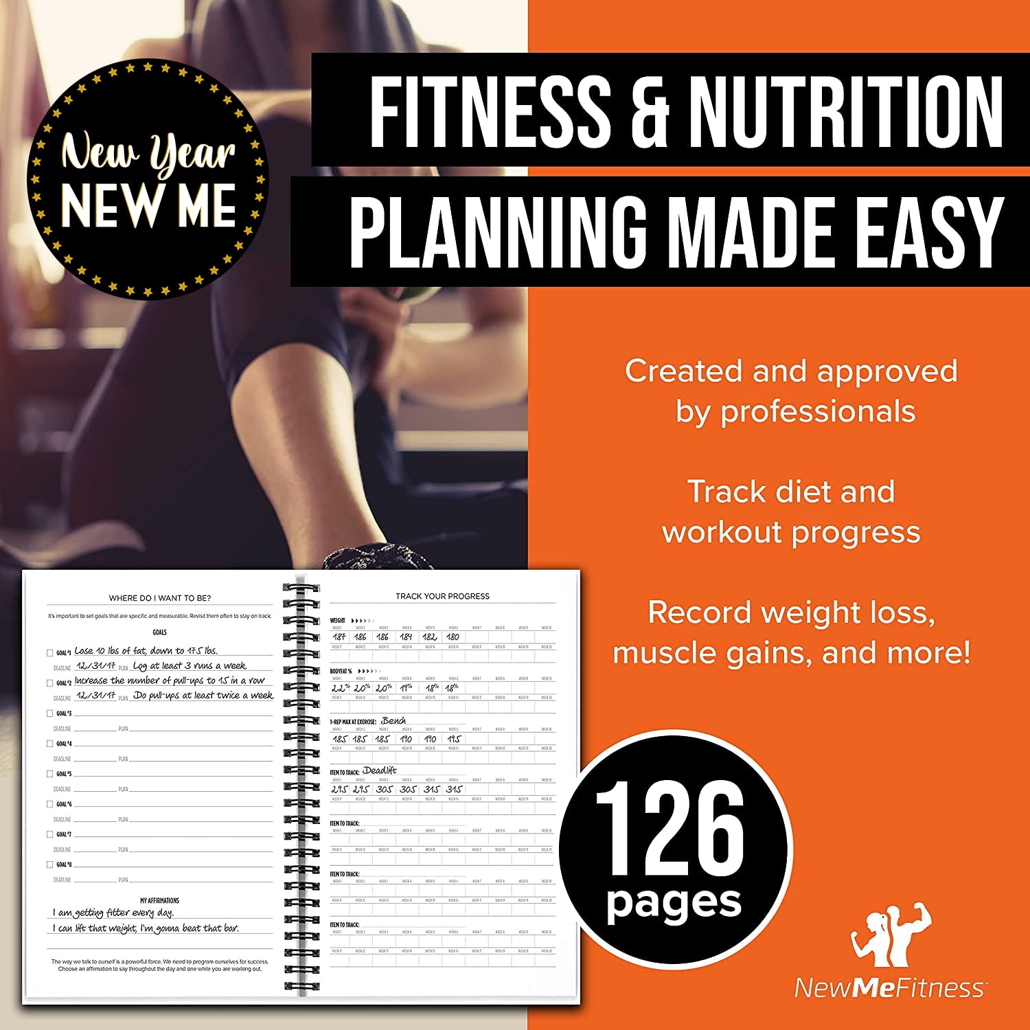 NewMe Fitness Journal for Women & Men, Food & Workout Journal, Planner Log Book to Track Weight Loss, Muscle Gain, Home Gym Exercise, Bodybuilding Progress, Daily Nutrition & Personal Health Tracker - My Store
