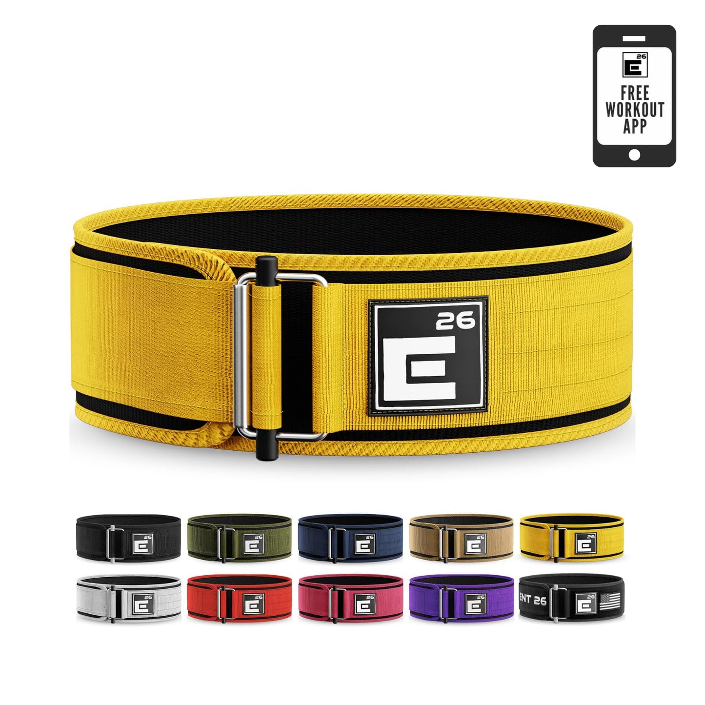 Element 26 Self-Locking Weight Lifting Belt - Premium Weightlifting Belt for Serious Functional Fitness and Olympic Lifting Athletes - Lifting Support for Men and Women - Deadlift Training Belt - My Store