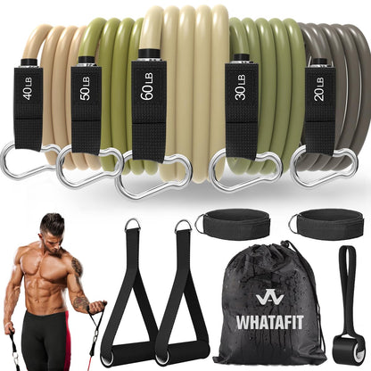 WHATAFIT Resistance Bands, Exercise Bands，Resistance Bands for Working Out, Work Out Bands with Handles for Men and Women Fitness, Strength Training Home Gym Equipment - My Store