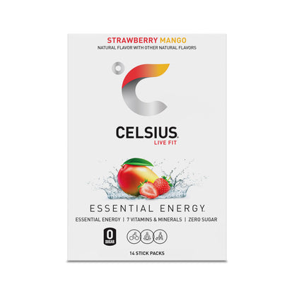CELSIUS On-the-Go Powder Stick Zero Sugar (14 Sticks per Pack), Orange, 2.60 Oz